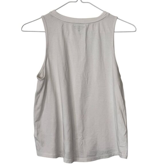 Athleta Dotted Crew Neck Cotton Blend Athletic White Muscle Tank Top - Picture 3 of 5